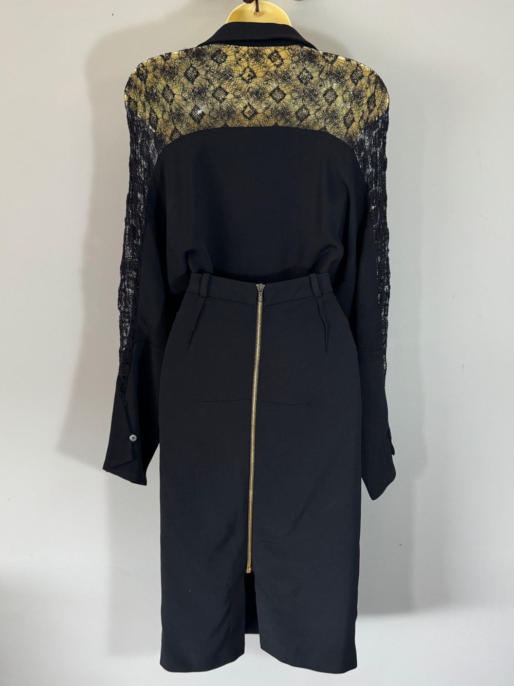 Roland Mouret Black abstract Lace Trompe L’Oeil Blouson Pencil Dress US 10 - Picture 3 of 16